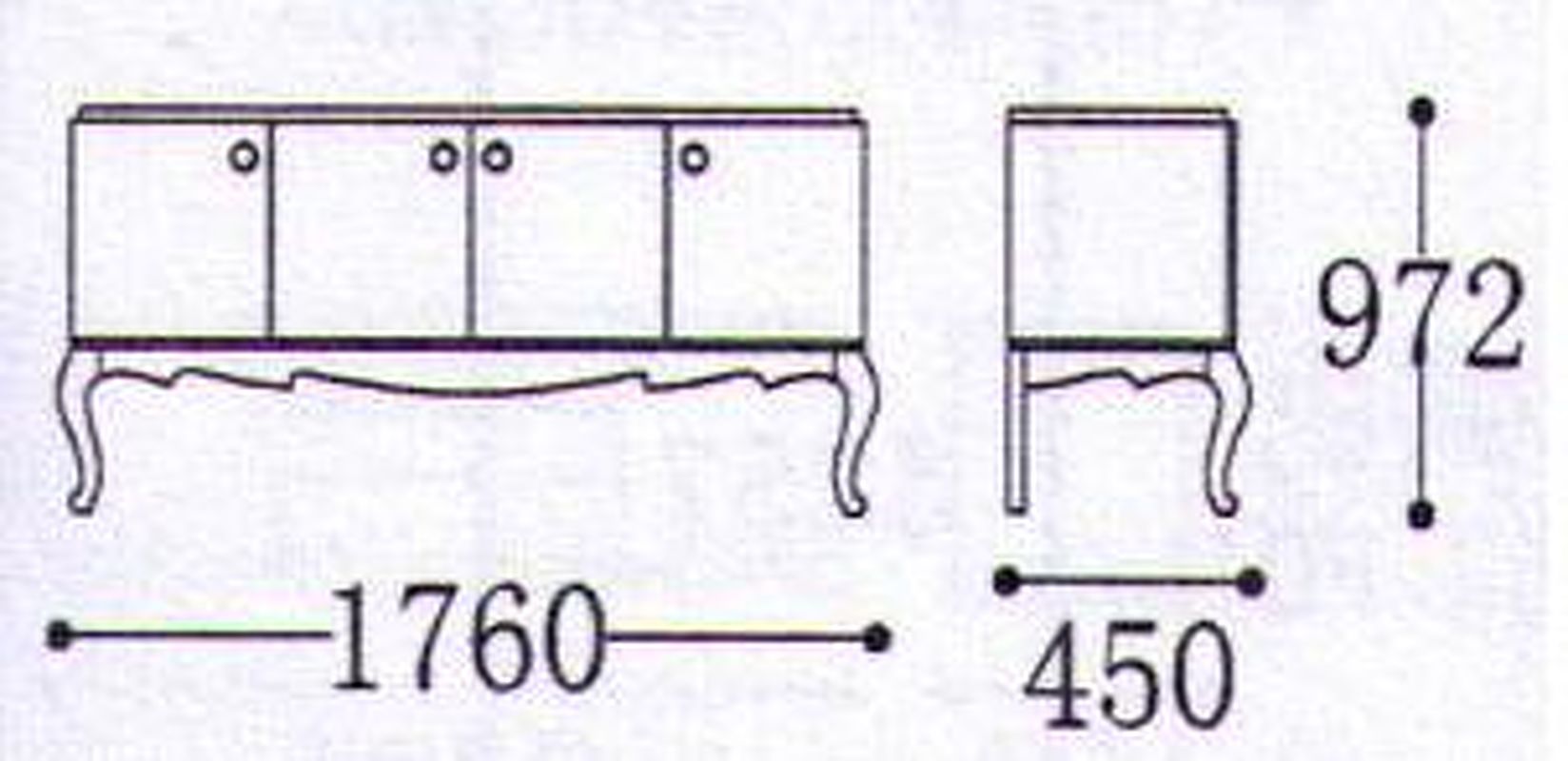 Размеры буфета Venezia Fratelli Barri FB.SB.VZ.625